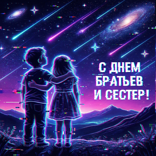 Картинка с поздравлением на День братьев и сестер
