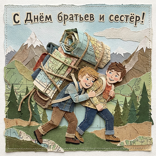 Скачать бесплатно открытку с Днем братьев и сестер
