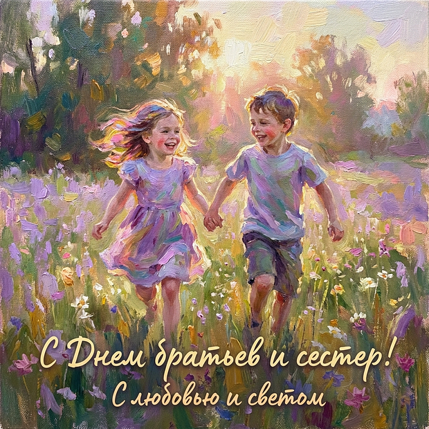 Открытка с Днем братьев и сестер

