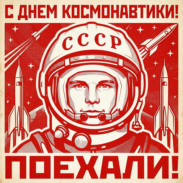 Скачать открытку на День космонавтики