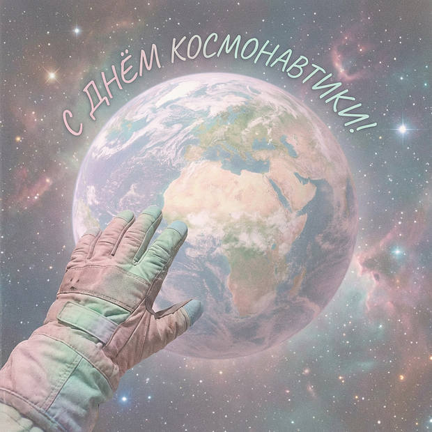 Красивая открытка с Днем космонавтики