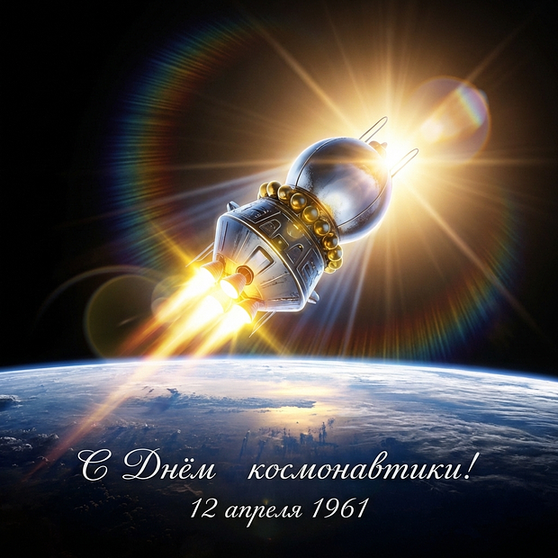 Бесплатная открытка с Днем космонавтики