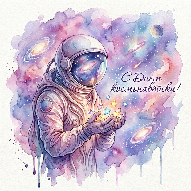 Картинка с поздравлением на День космонавтики
