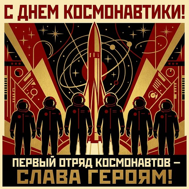 Красивая открытка с Днем космонавтики