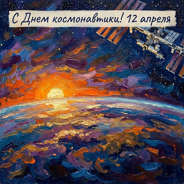 Скачать бесплатно открытку с Днем космонавтики