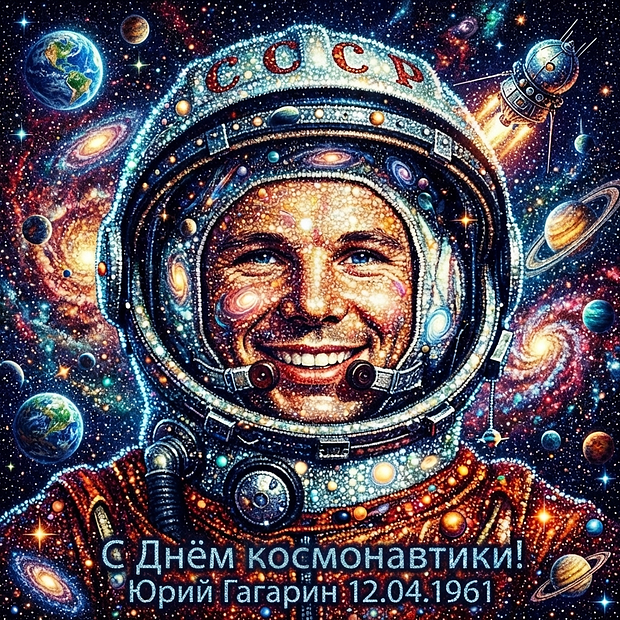 Скачать открытку на День космонавтики