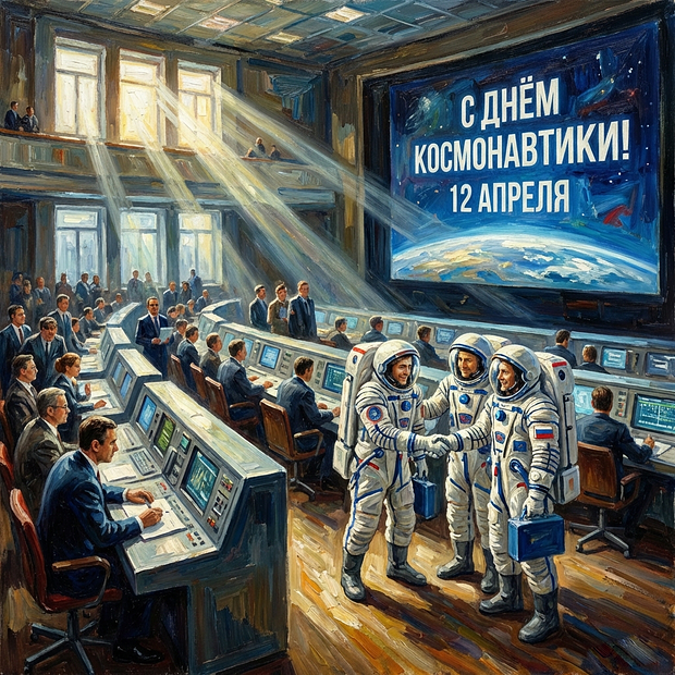 Картинка с поздравлением на День космонавтики