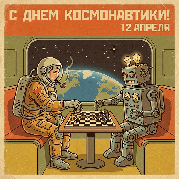 Красивая открытка с Днем космонавтики