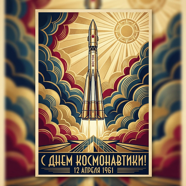 Скачать открытку на День космонавтики