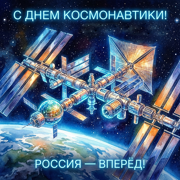 Красивая открытка с Днем космонавтики