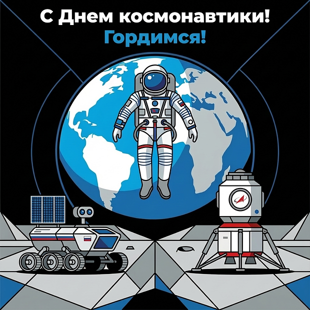 Бесплатная открытка с Днем космонавтики