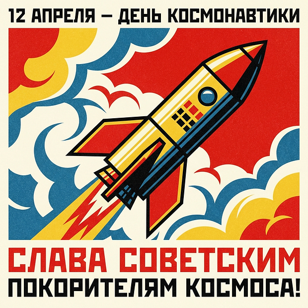 Бесплатная открытка с Днем космонавтики