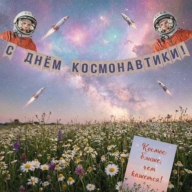Картинка с Днем космонавтики