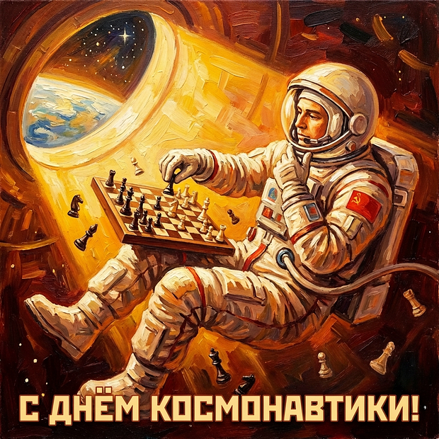 Красивая открытка с Днем космонавтики