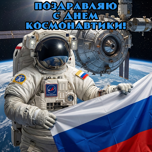 Скачать открытку на День космонавтики