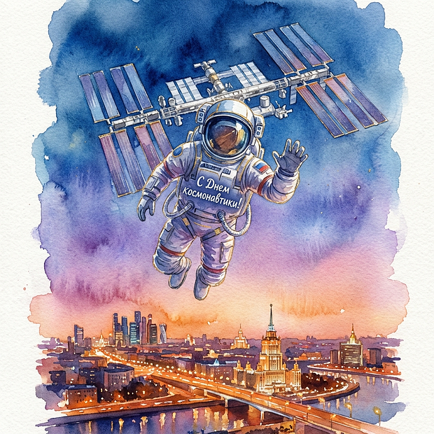 Картинка с поздравлением на День космонавтики