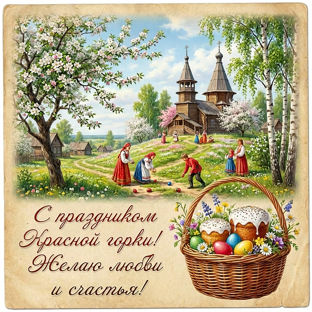 Скачать открытку на Красную горку
