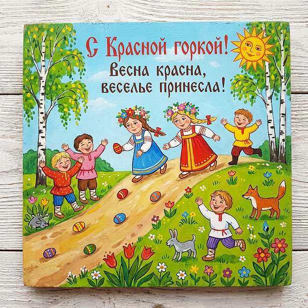 Картинка с поздравлением на Красную горку
