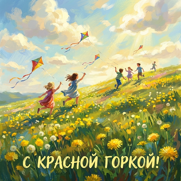 Открытка с поздравлением с Красной горкой


