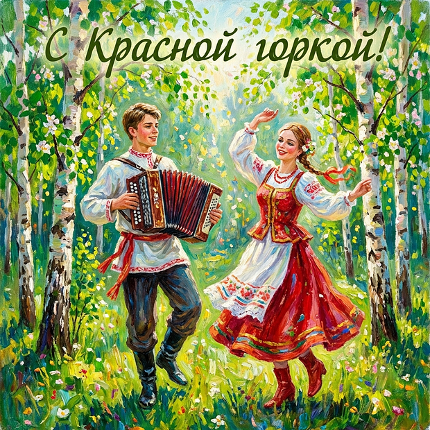 Скачать открытку на Красную горку
