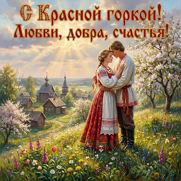 Картинка с поздравлением на Красную горку
