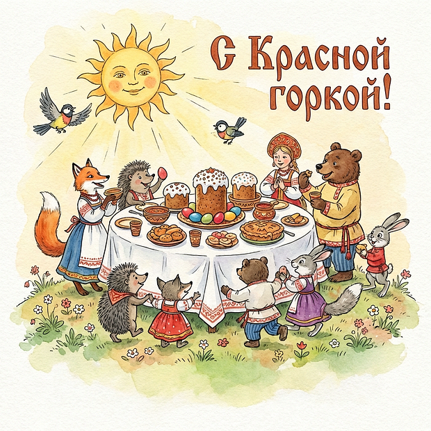 Открытка с поздравлением с Красной горкой
