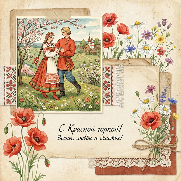 Красивая открытка с Красной горкой