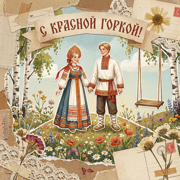 Картинка с поздравлением на Красную горку
