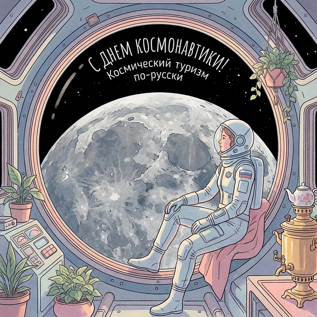 Поздравительная открытка ко Дню космонавтики