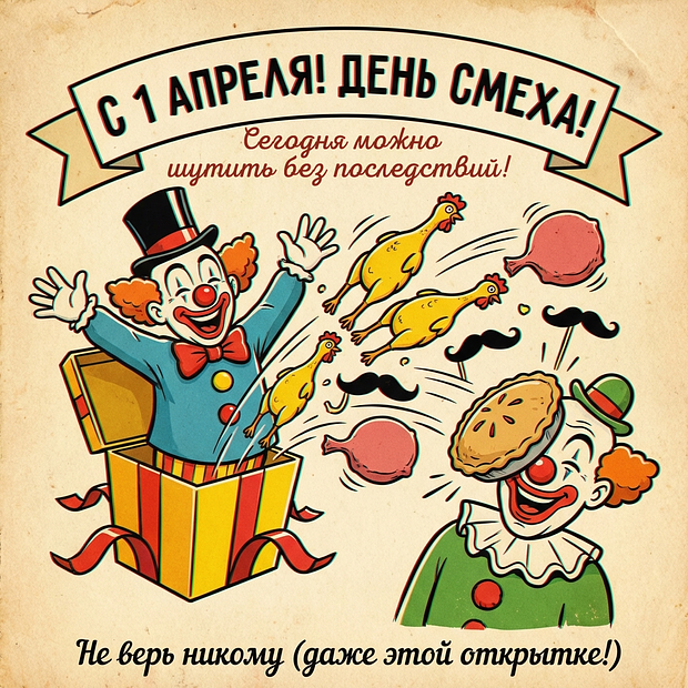 Позитивная открытка с 1 апреля