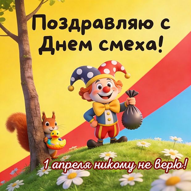 Поздравительные открытки на День смеха к 1 апреля
