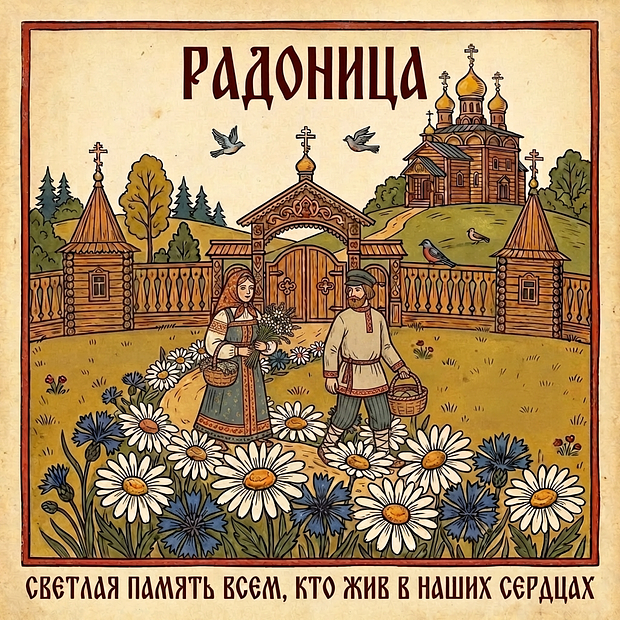 Открытка для дня поминовения Радоницы
