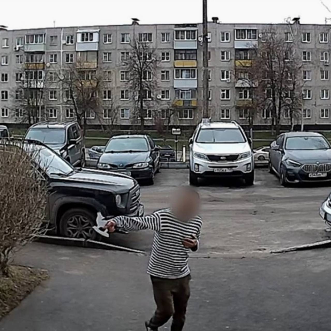 Разгоняющий демонов топором у детской площадки россиянин попал на видео