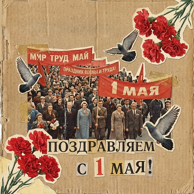 Открытка с Праздником весны и труда

