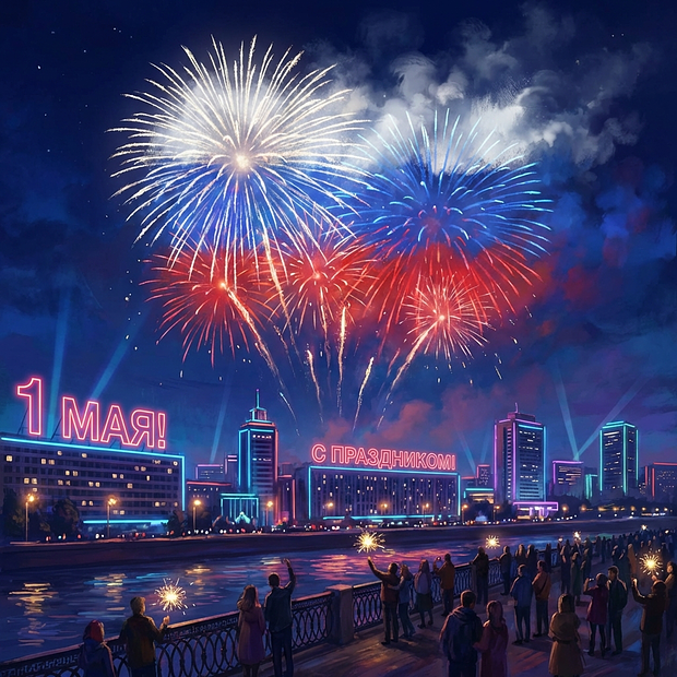 Открытка с поздравлением на 1 Мая
