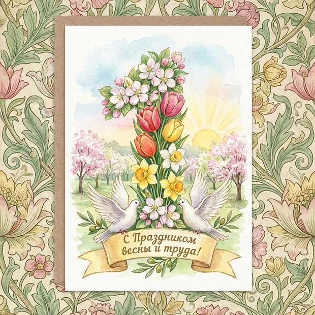Открытка с Днем труда
