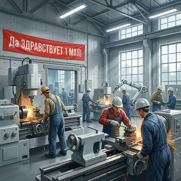 Открытка с Праздником весны и труда
