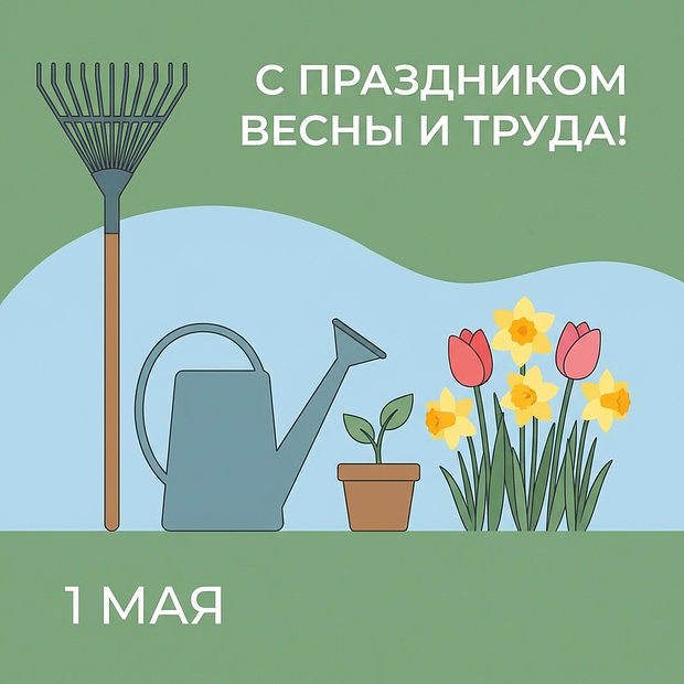 Картинка с пожеланиями в День труда