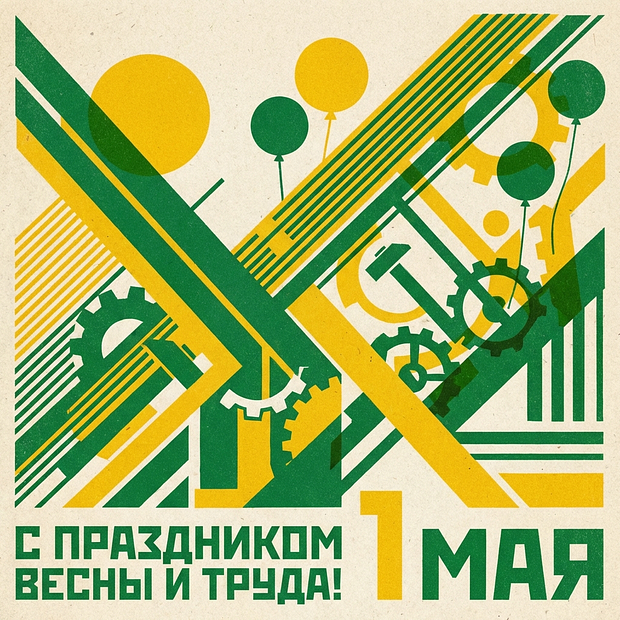 Труд облагораживает! Открытка с 1 Мая
