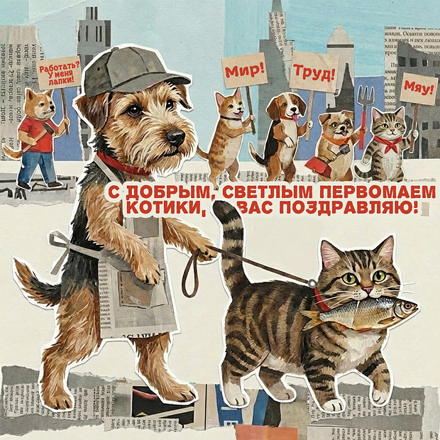 Прикольная открытка с 1 Мая

