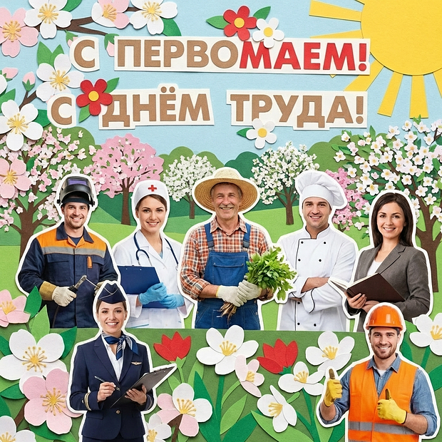 Красивая открытка с Первомаем
