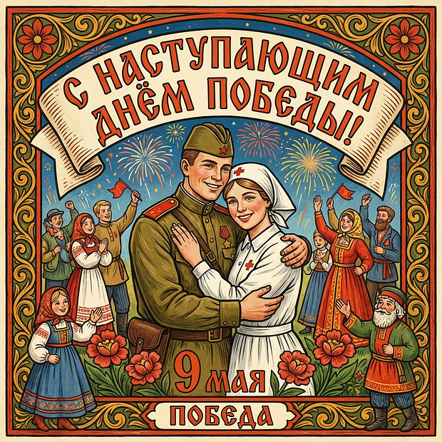 Открытка на наступающий День Победы
