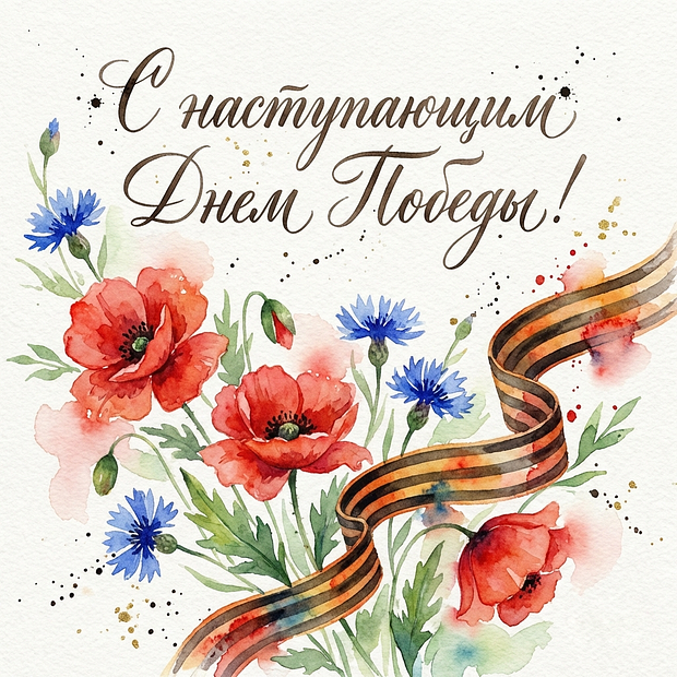 Открытка с наступающим 9 Мая
