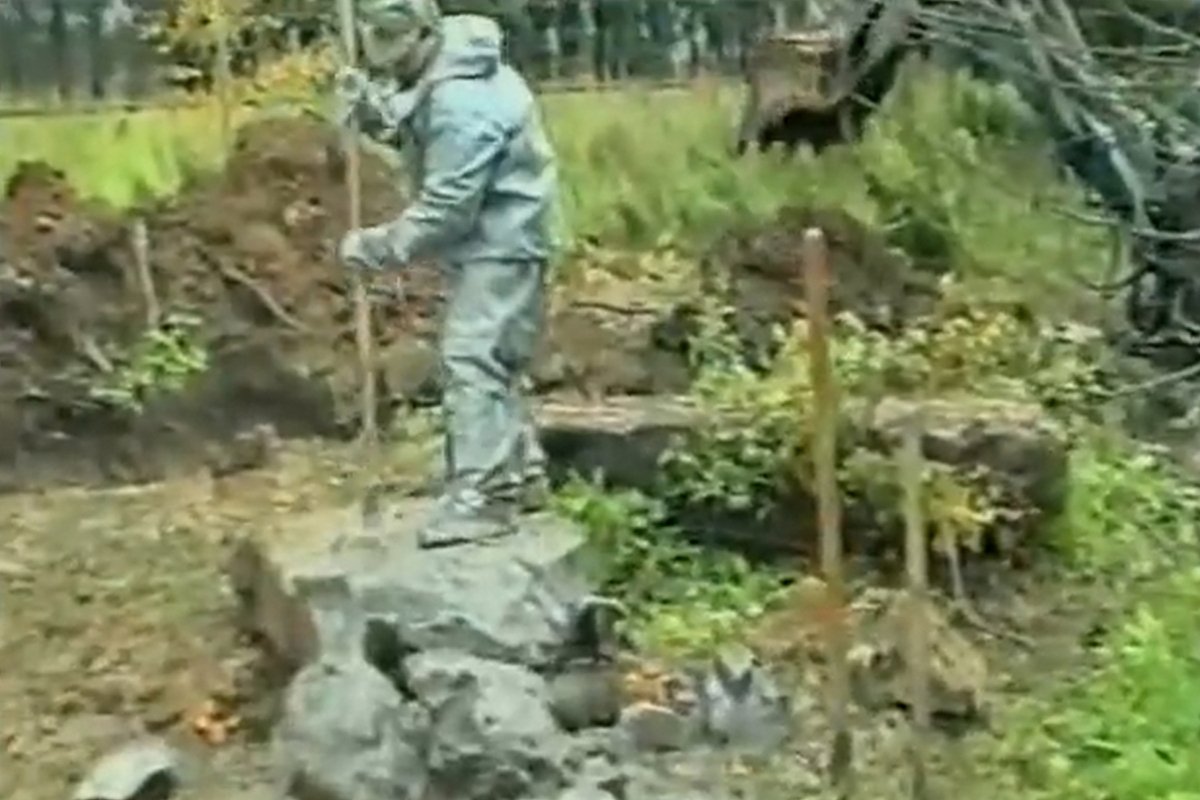 Извлечение забетонированных тел в Одарино