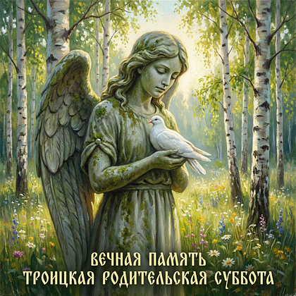 Открытка для дня поминовения с куполами церкви