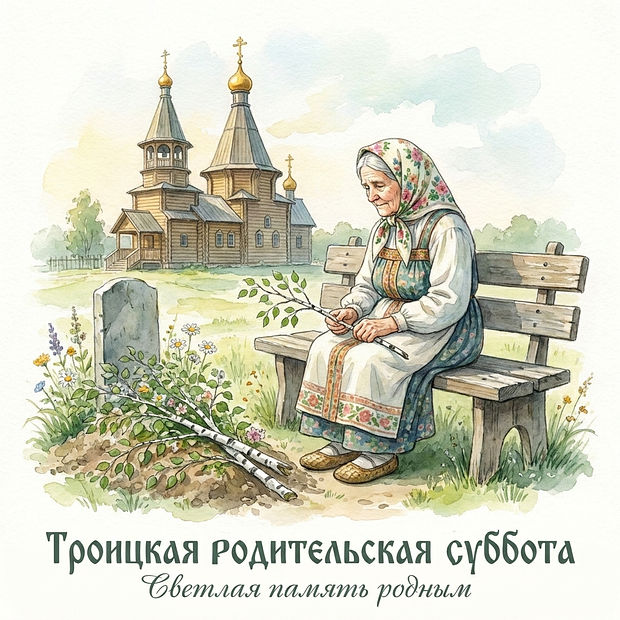 Картинка с теплыми словами на Троицкую родительскую субботу
