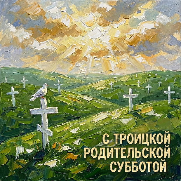 Светлая память! Открытка с душевными словами на Троицкую родительскую субботу
