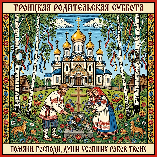 Бесплатная открытка с Троицкой родительской субботой
