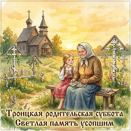 Открытка для поминовения усопших с изображением храма