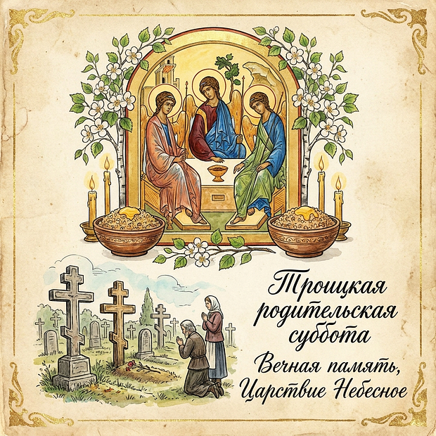 Открытка для дня поминовения Троицкой родительской субботы